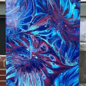 Galactic Fireworks 8"x10" Painting by Color Fluent Art (Blue/Pink)
